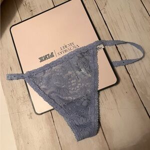 PINK Victoria's Secret light blue Lace Panty thong M